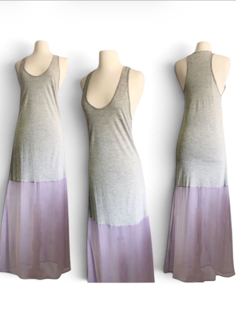 Blue Life Knit & Silk Tank Maxi Dress Gray XS